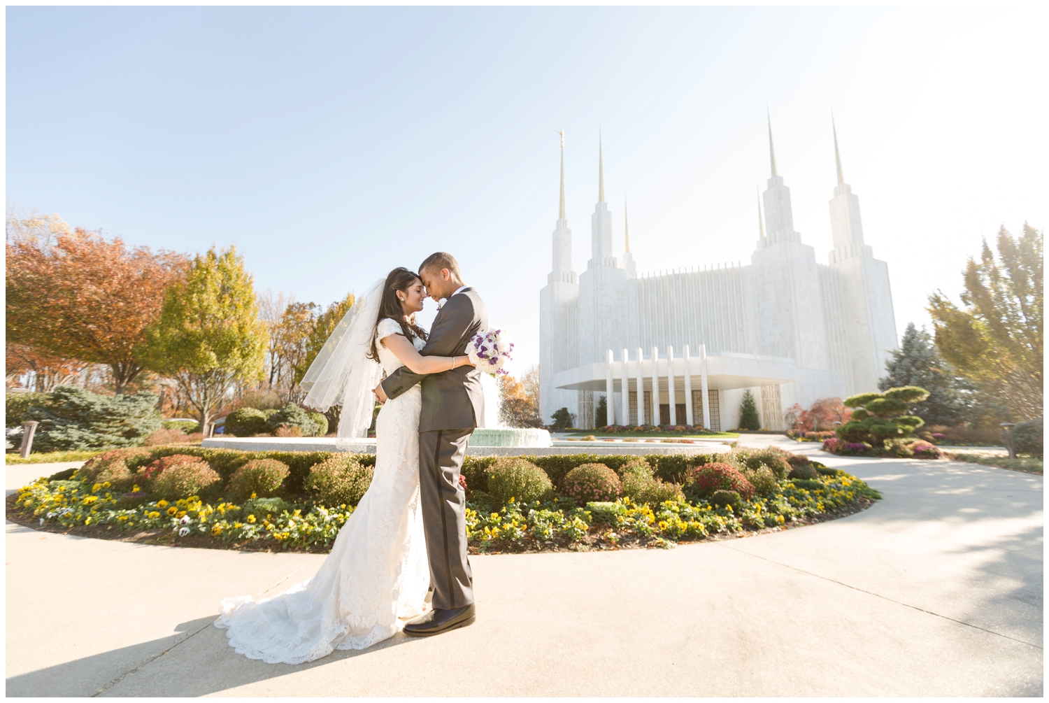 Washington DC LDS Temple Mormon Wedding Photographer Fall Wedding 