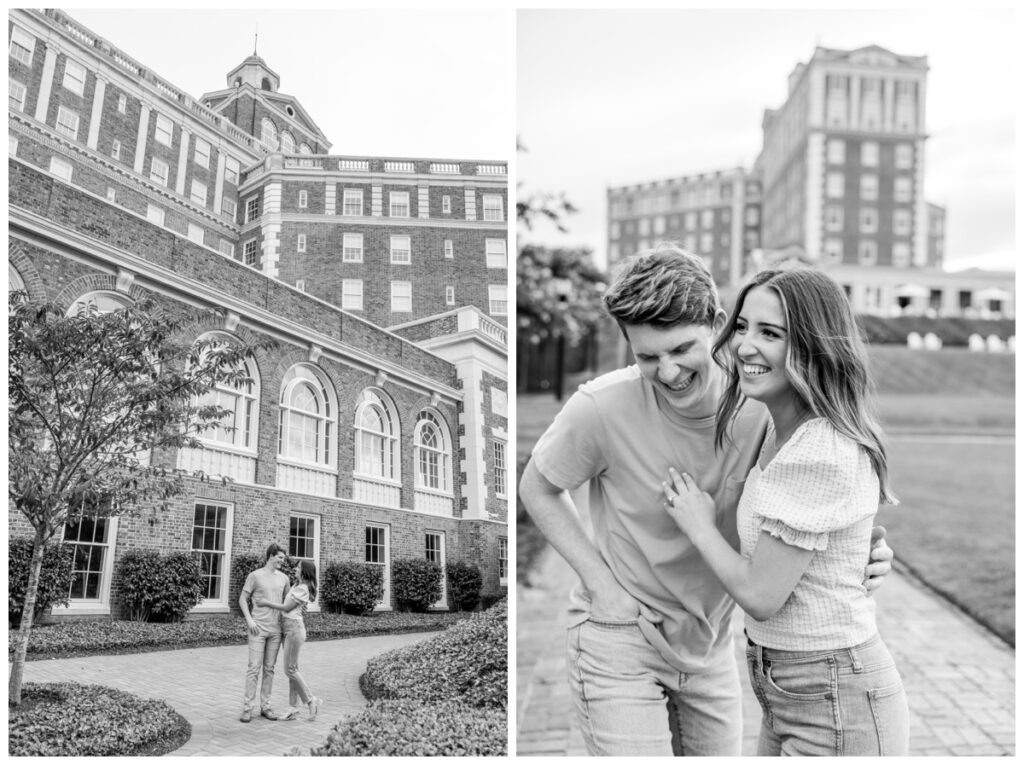 engagement photos in front of cavalier hotel