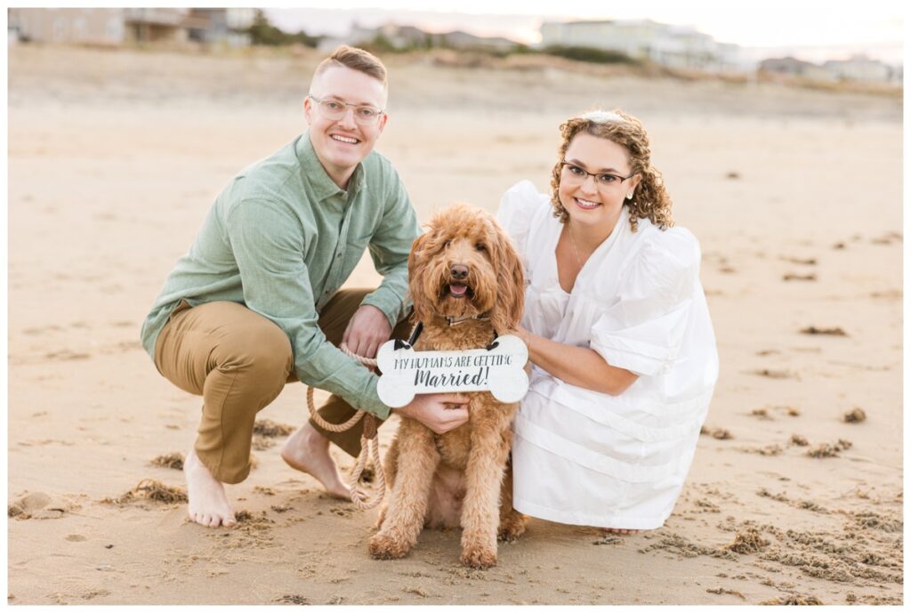 beach engagement session with dog

