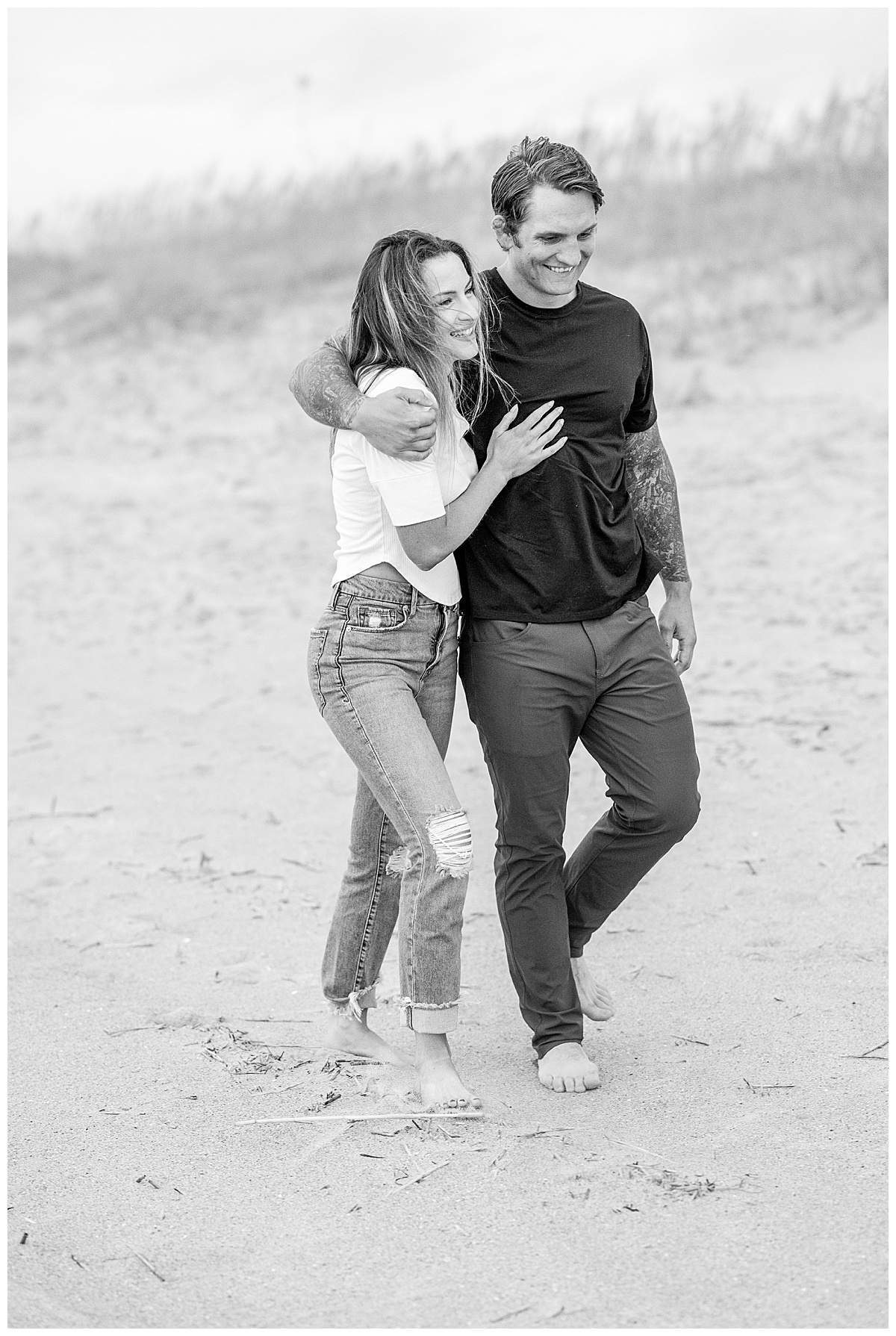 Beach Engagement Session in Cloudy Weather