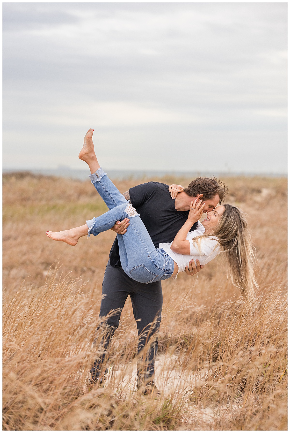 Beach Engagement Session in Cloudy Weather